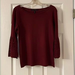 White House Black Market burgundy sweater size small bell sleeves